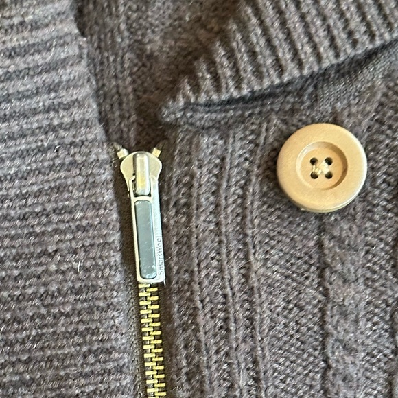 Smartwool | Dark Brown Merino Wool Cable Knit Zip Up Hooded Cardigan, Size S - Picture 5 of 9